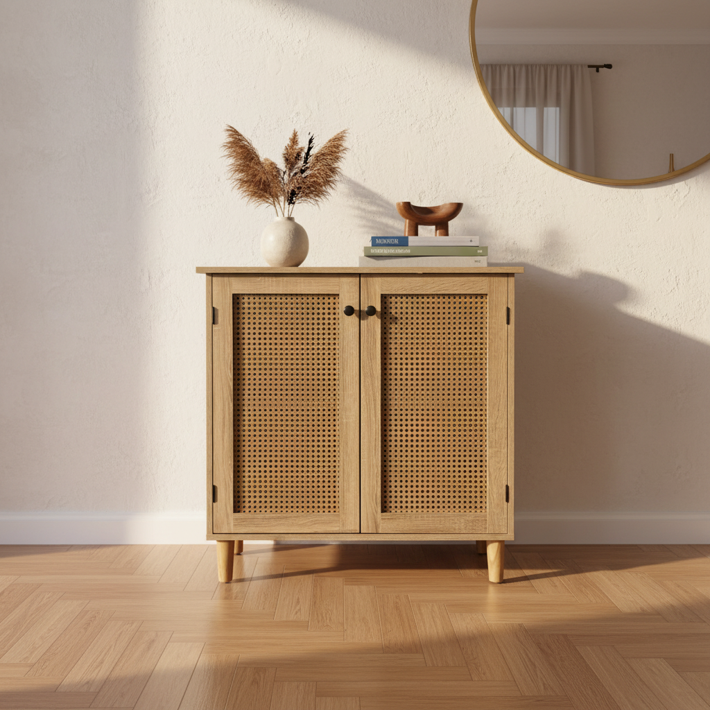 Cómoda Lumen Rattan — Ambientada