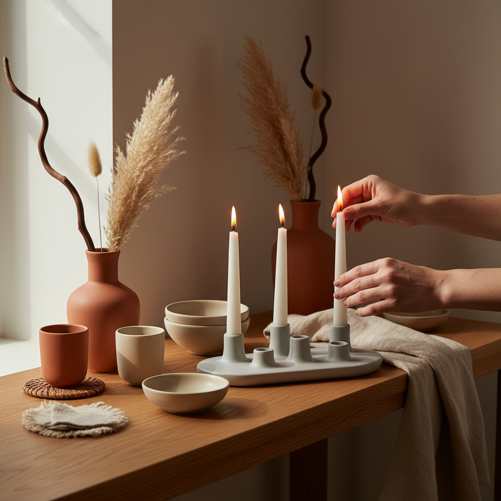 Candelabro Tatio Gris Claro - Composición