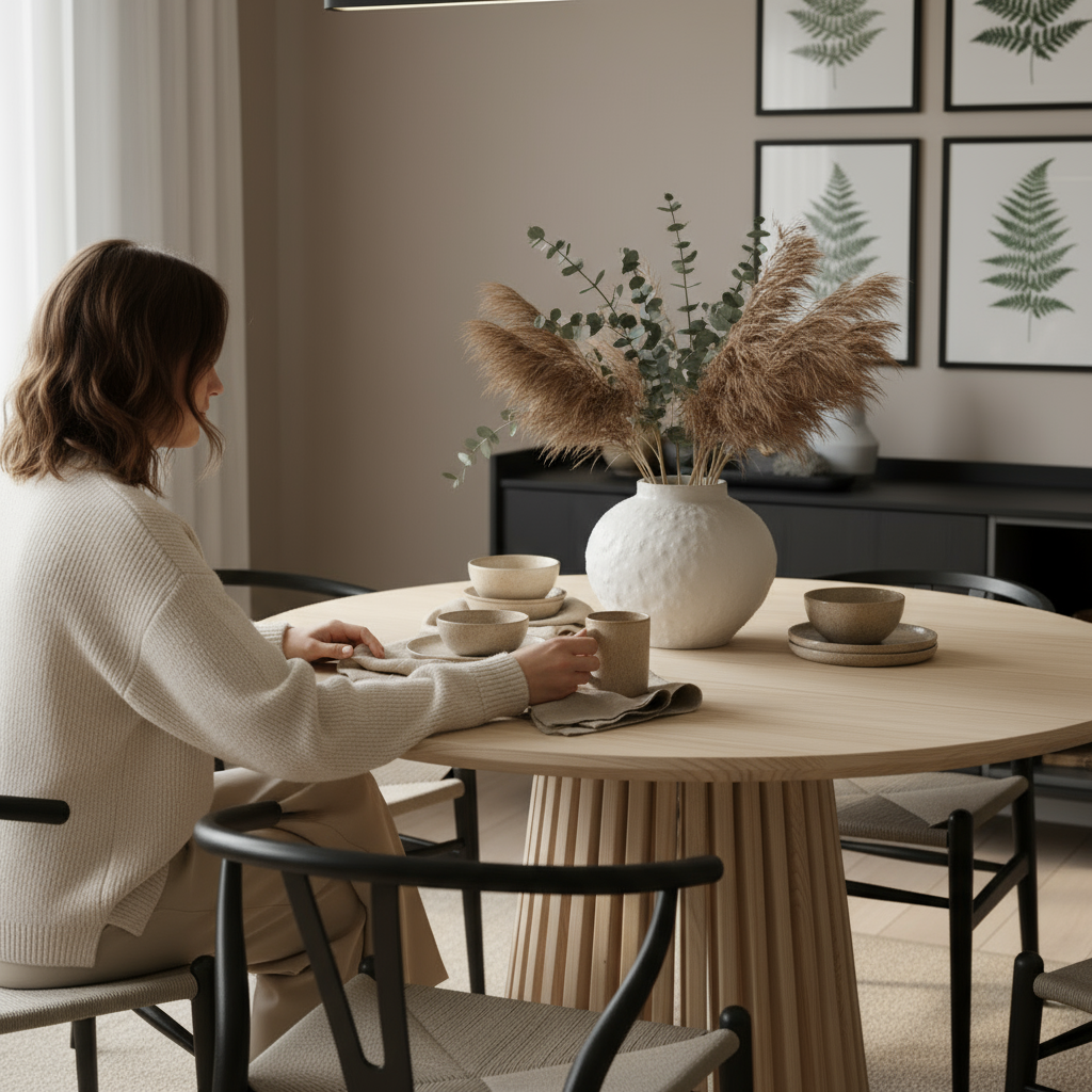 Juego de Comedor Palisade 4P + 4 Sillas Wishbone Negro