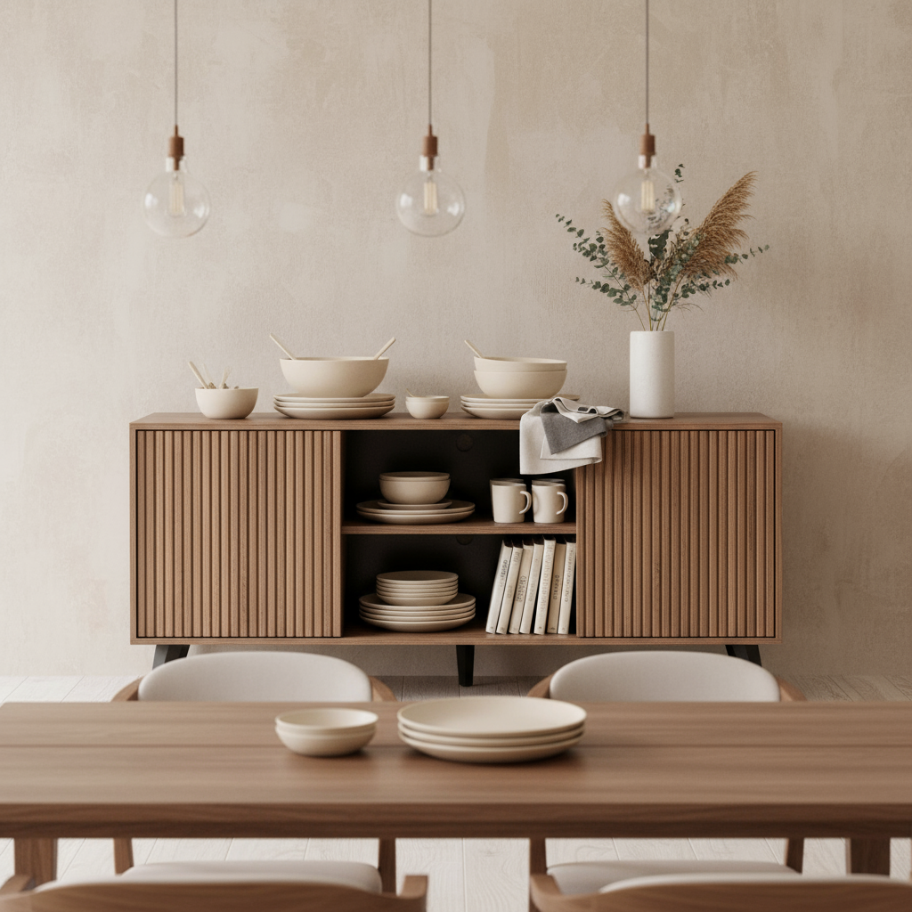 Contemporary dining room buffet station