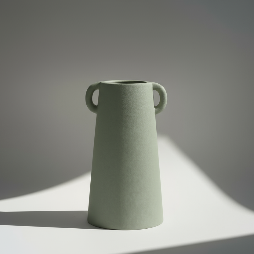 Florero de cerámica verde en 3D