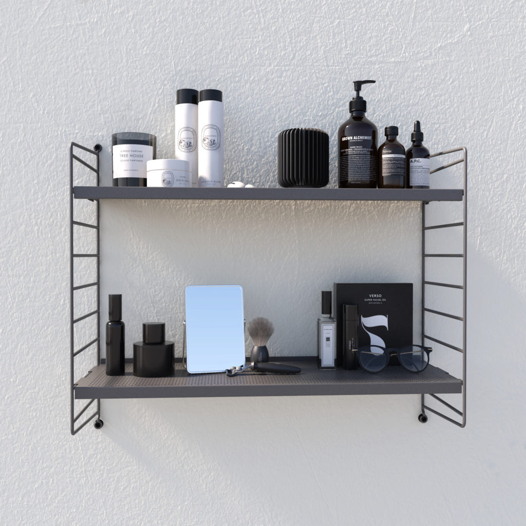 Kit Repisa Vintage Gris Perforada - Medular Diseño Repisa