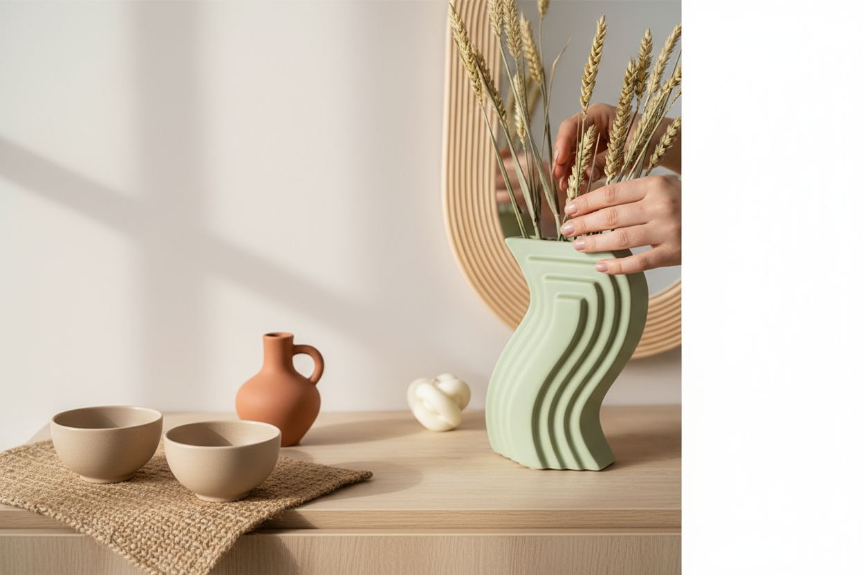 Jarrón Curva Verde - Composición