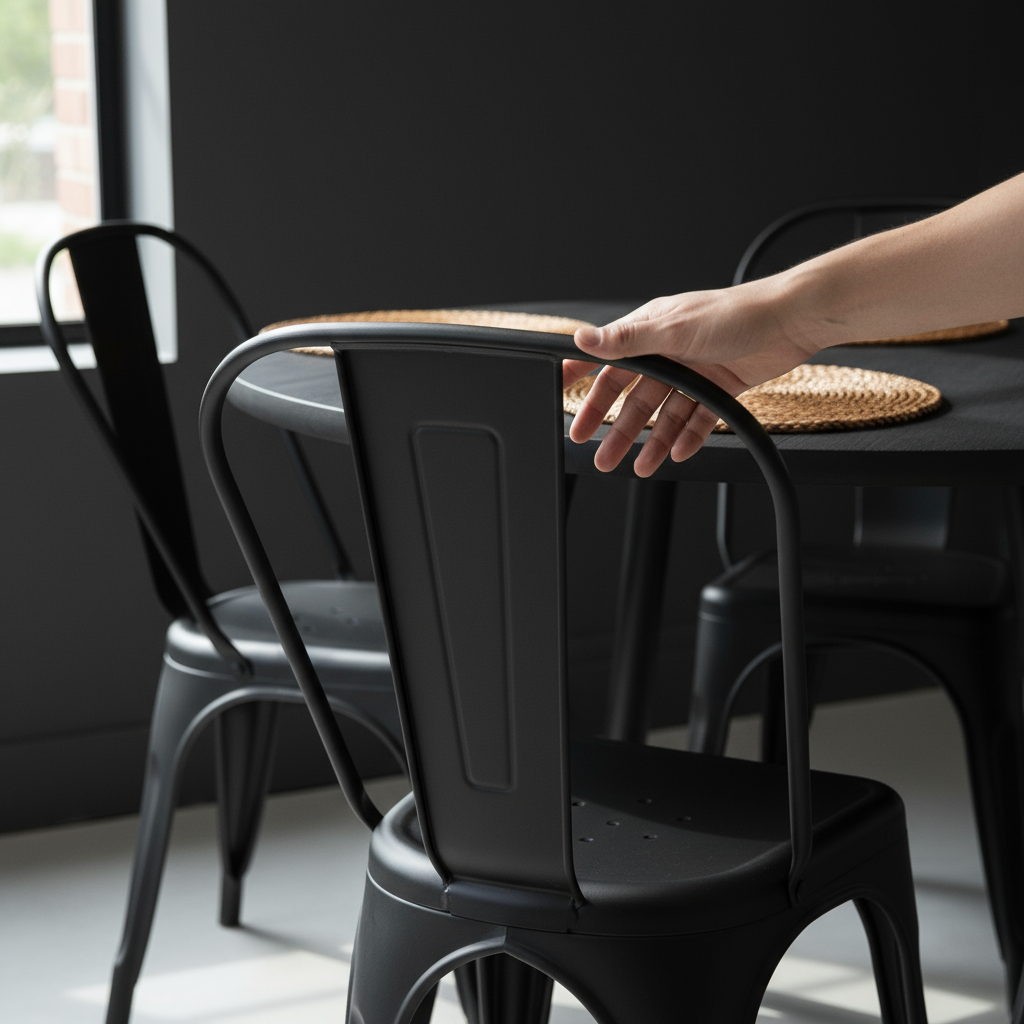 Juego de Comedor Aula Black 4P + Sillas Tolix Negro