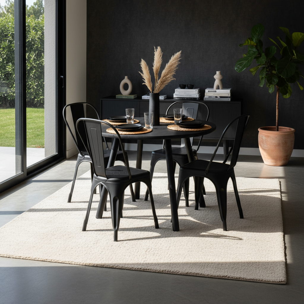 Juego de Comedor Aula Black 4P + Sillas Tolix Negro