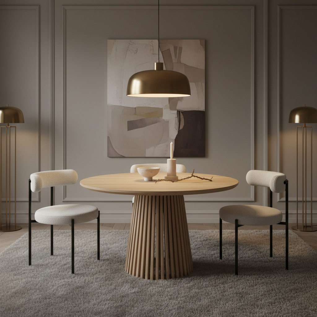Juego de Comedor Palisade Natural 4P + 4 Sillas Numa — Estilo Minotti