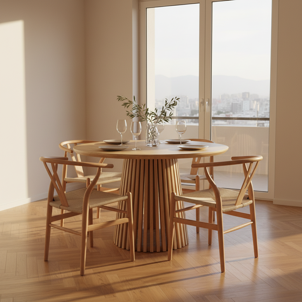 Juego de Comedor Palisade Natural 4P + 4 Sillas Wishbone