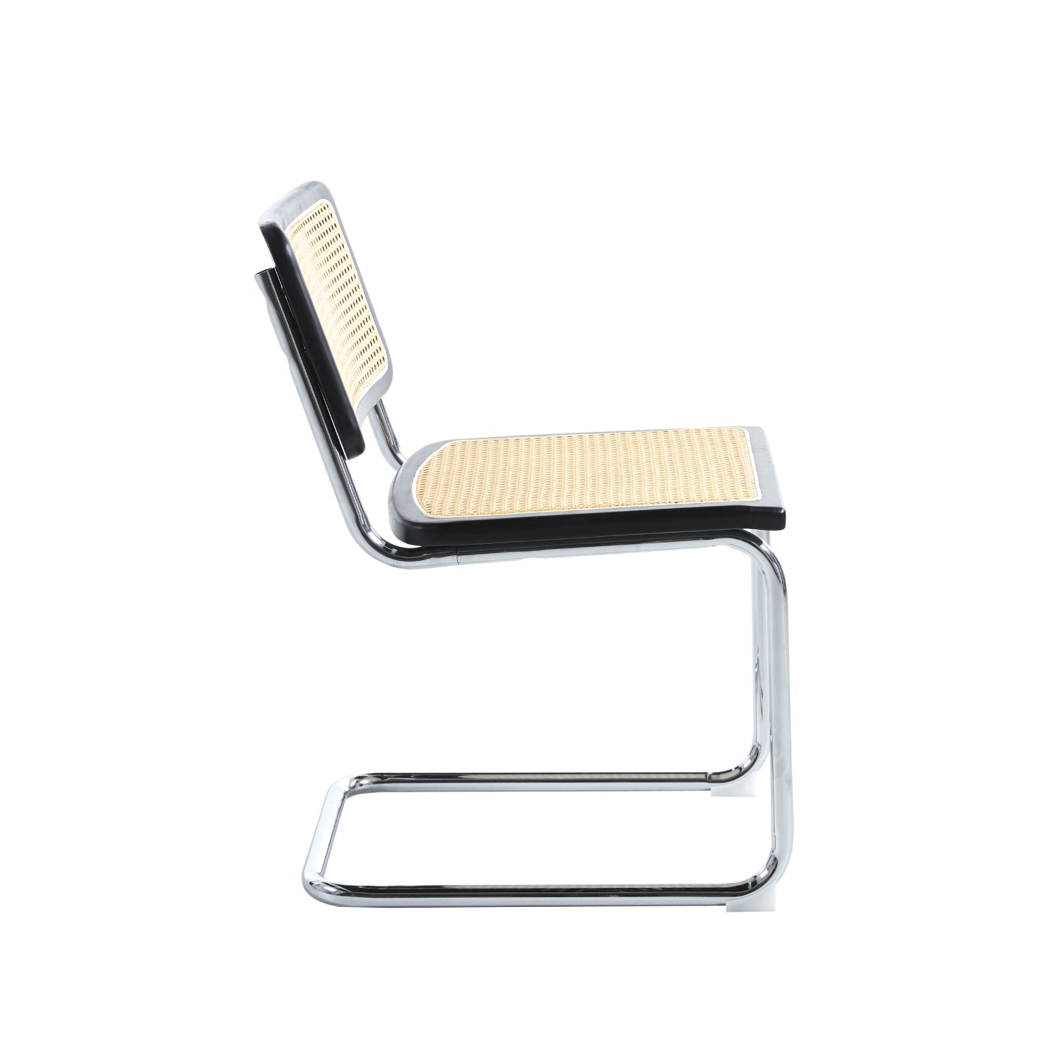 Silla Breuer Madera y Rattan Negra