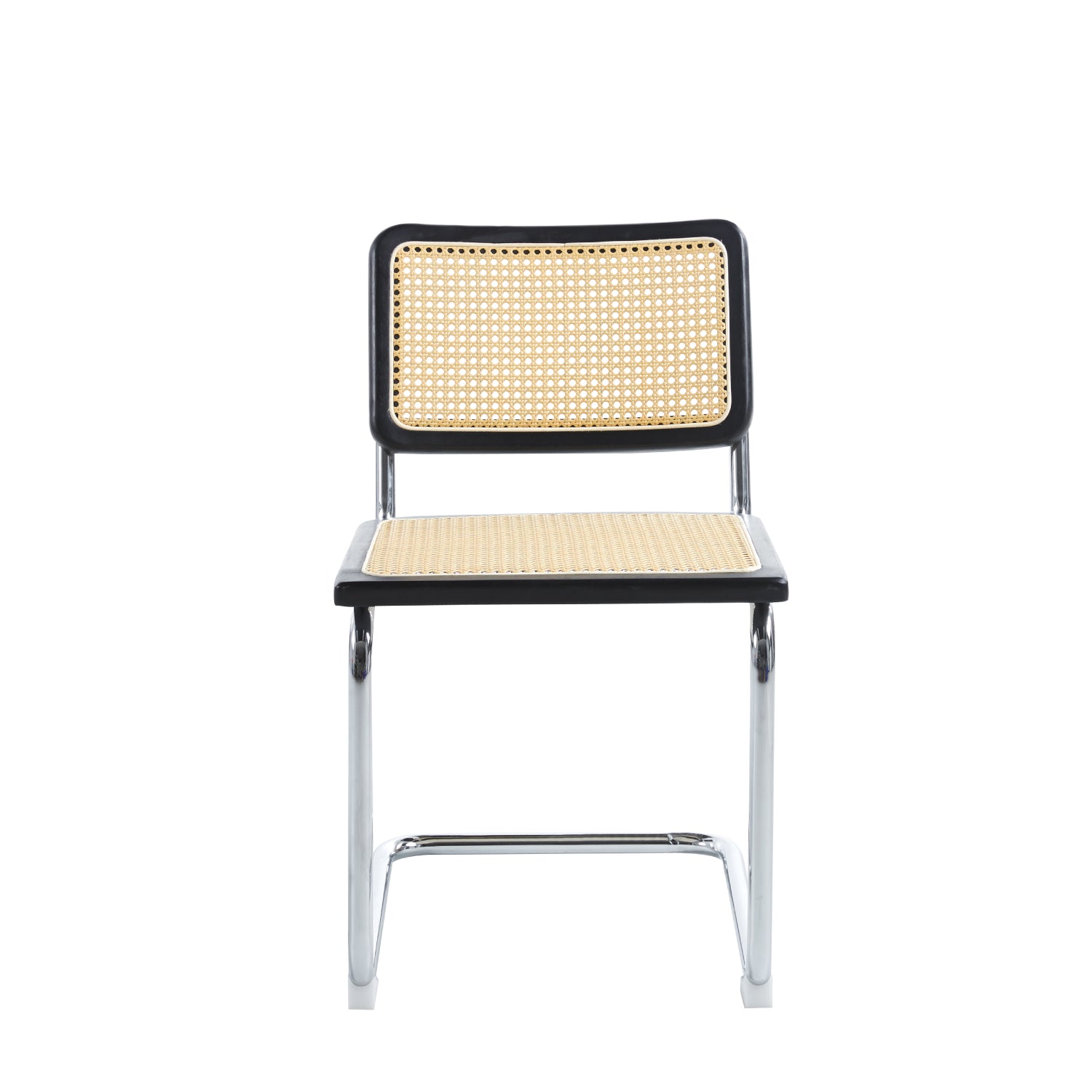 Silla Breuer Madera y Rattan Negra