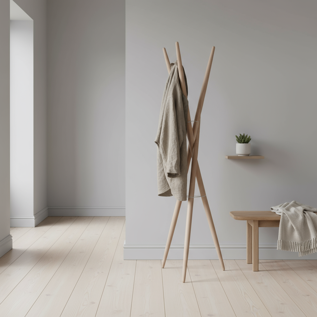 Perchero Triwu en entrada escandinava minimalista