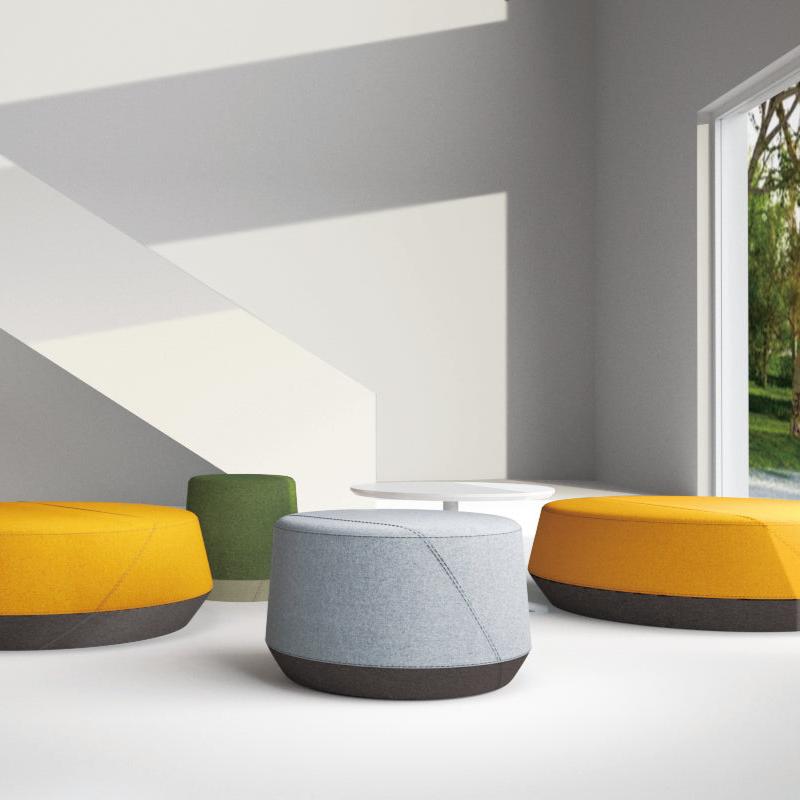 Pouf Soft Seating Kyoto M Asiento Gris y Base Gris Oscuro - Medular Diseño Pouf