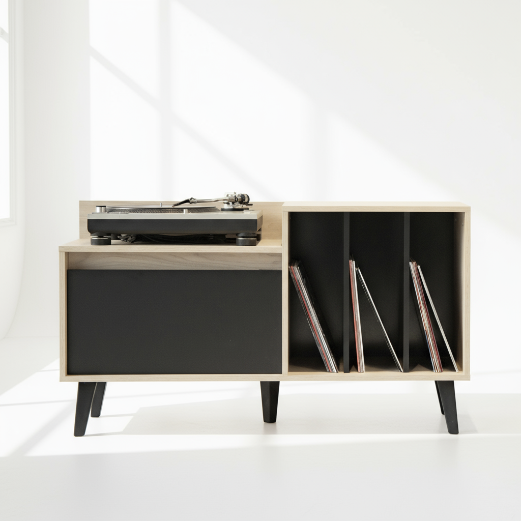 Rack Vinilo Nougat con estilismo minimalista