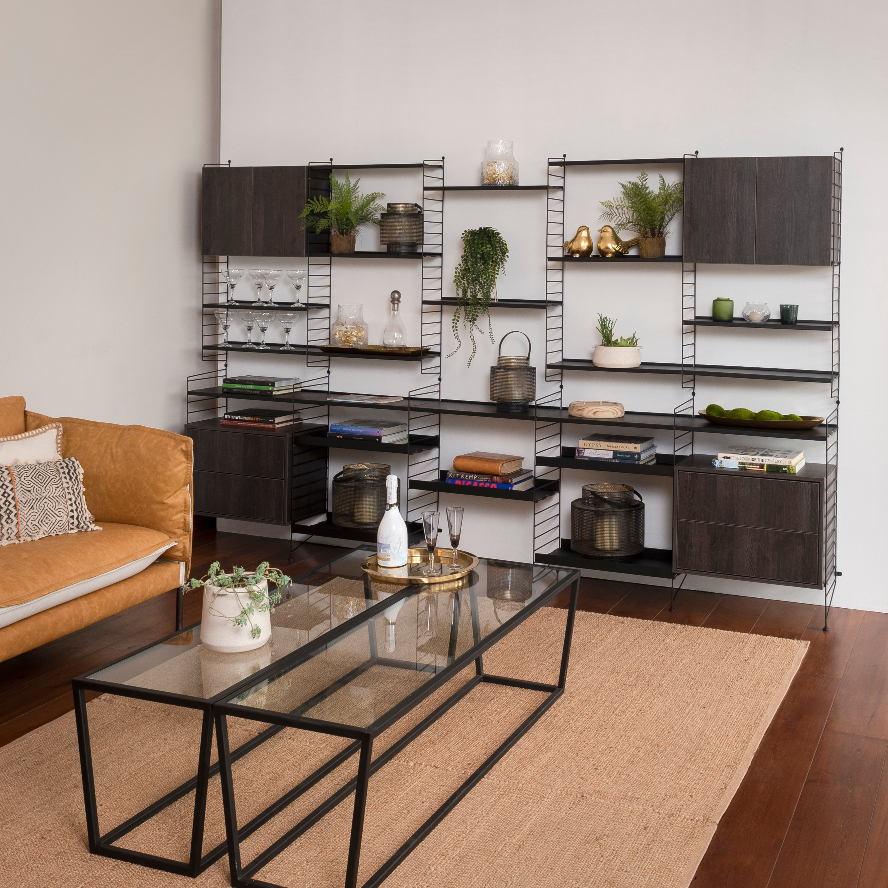 Vintage Mas Multi + 2 Gabinetes + 2 Cajoneras Negro - Medular Diseño Repisa