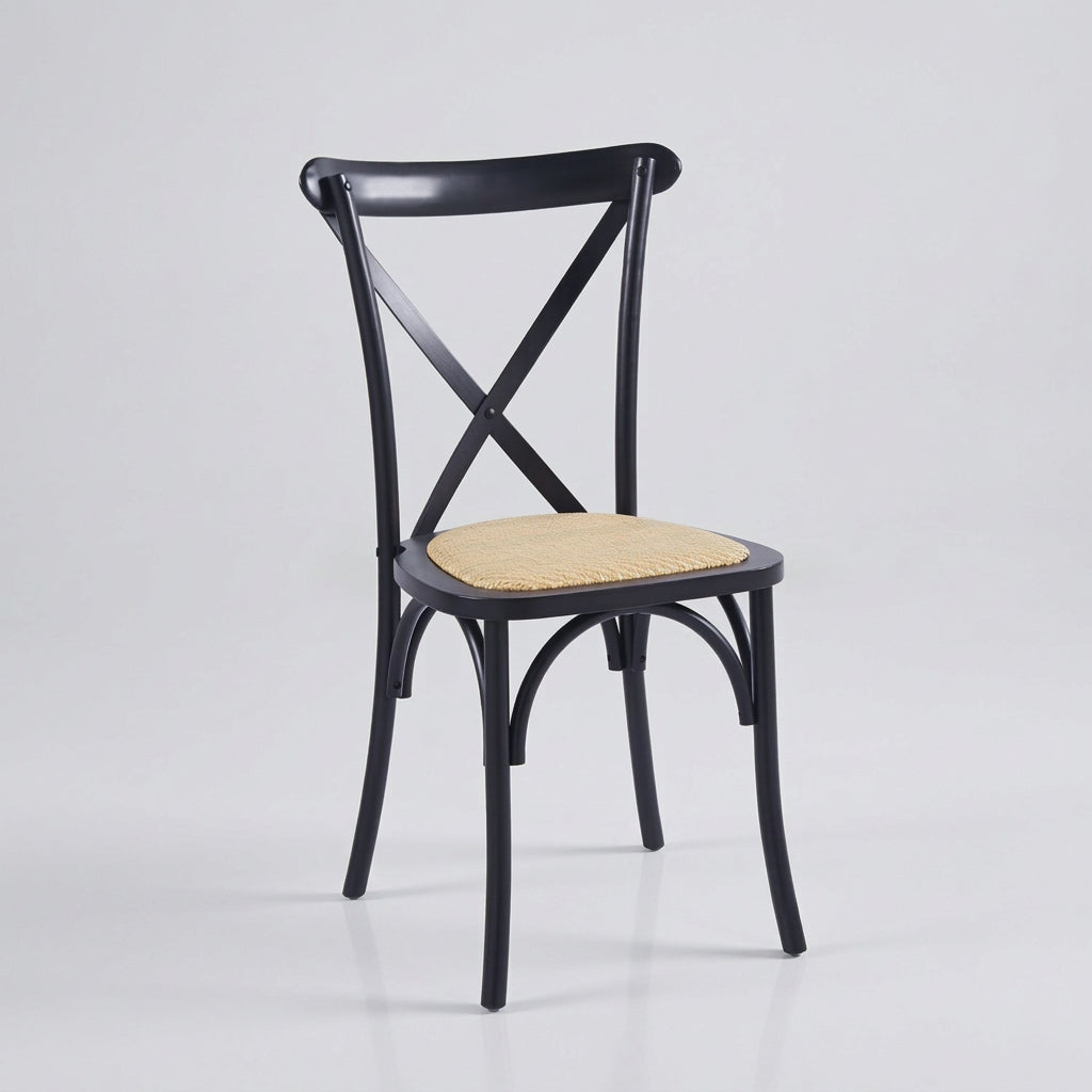 Silla CrossCraft Madera y Rattan Negra - Medular Diseño Sillas de interior
