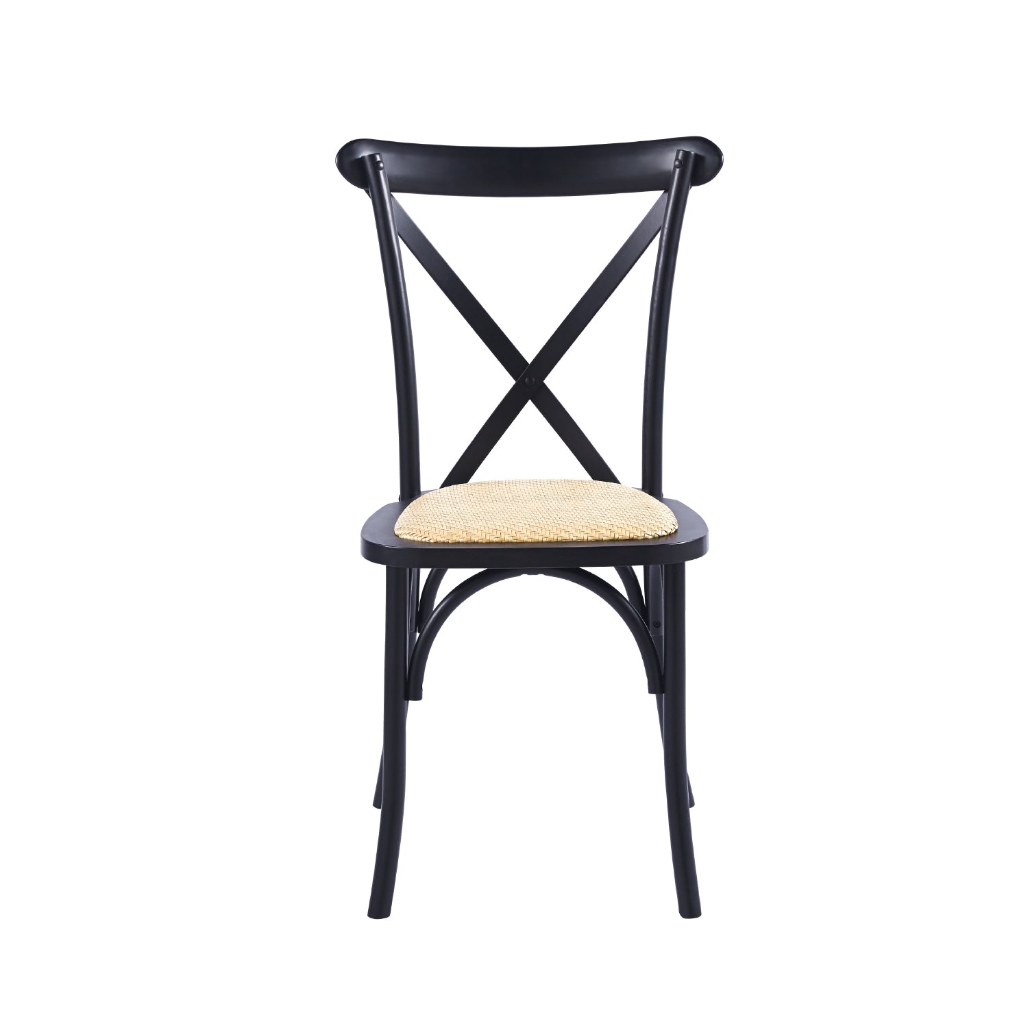Silla CrossCraft Madera y Rattan Negra