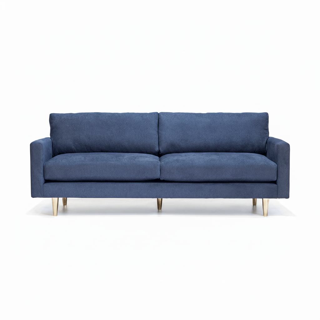 Sofá Tellum Velvet Azul Bronce — 100% Frame Fondo Blanco