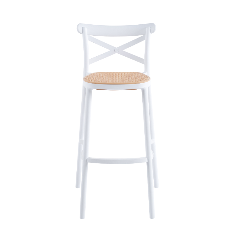 Taburete CrossCraft Rattan Blanco - Medular Diseño Taburetes