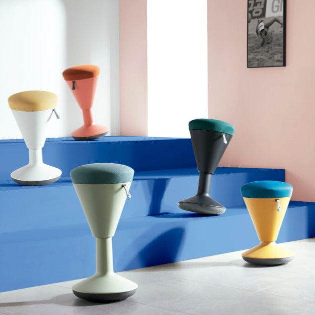 Taburete oficina Chessy Verde y Azul - Medular Diseño Sillas de Escritorio