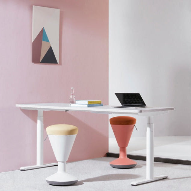 Taburete oficina Chessy Blanco y Beige