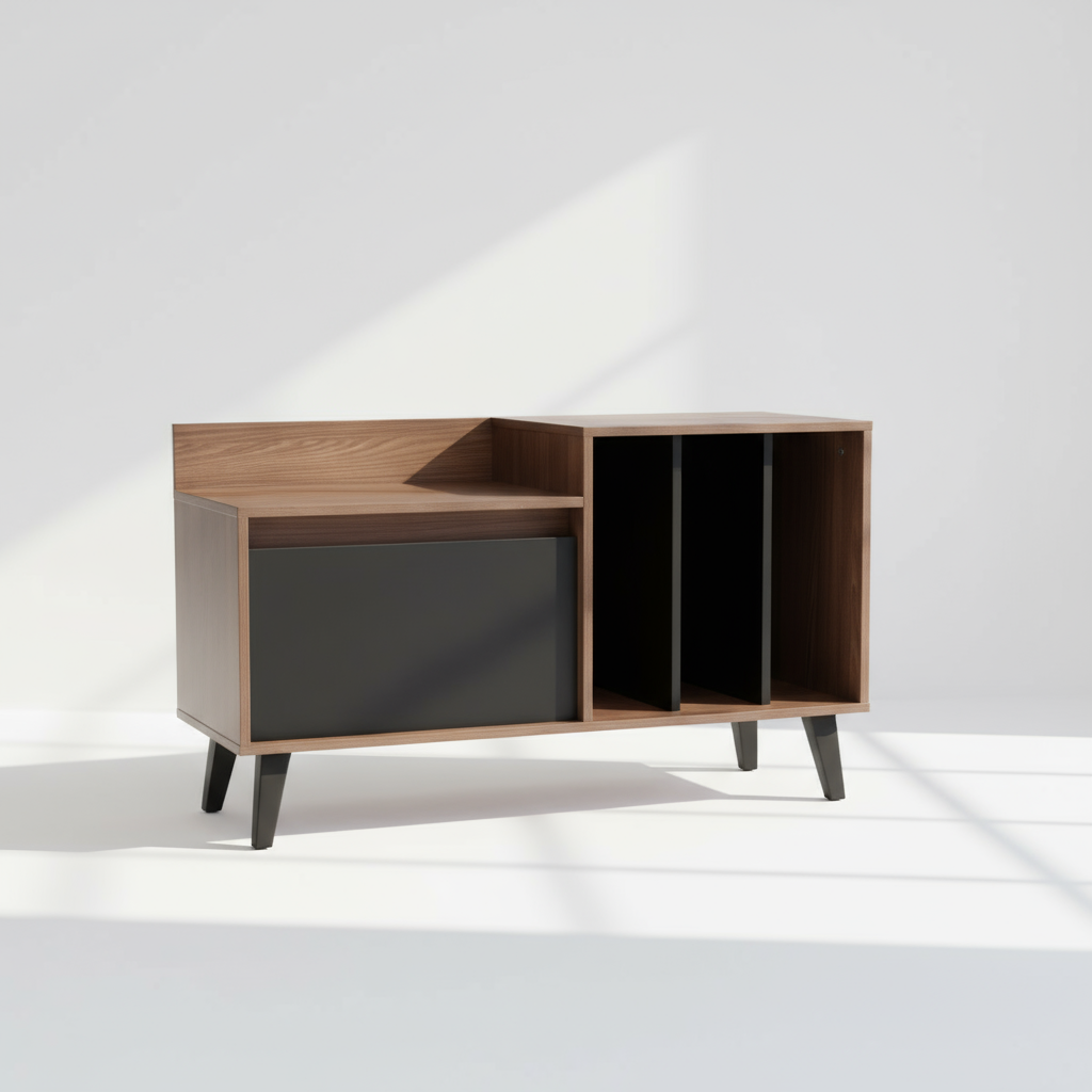 Vinyl rack with natural window lighting