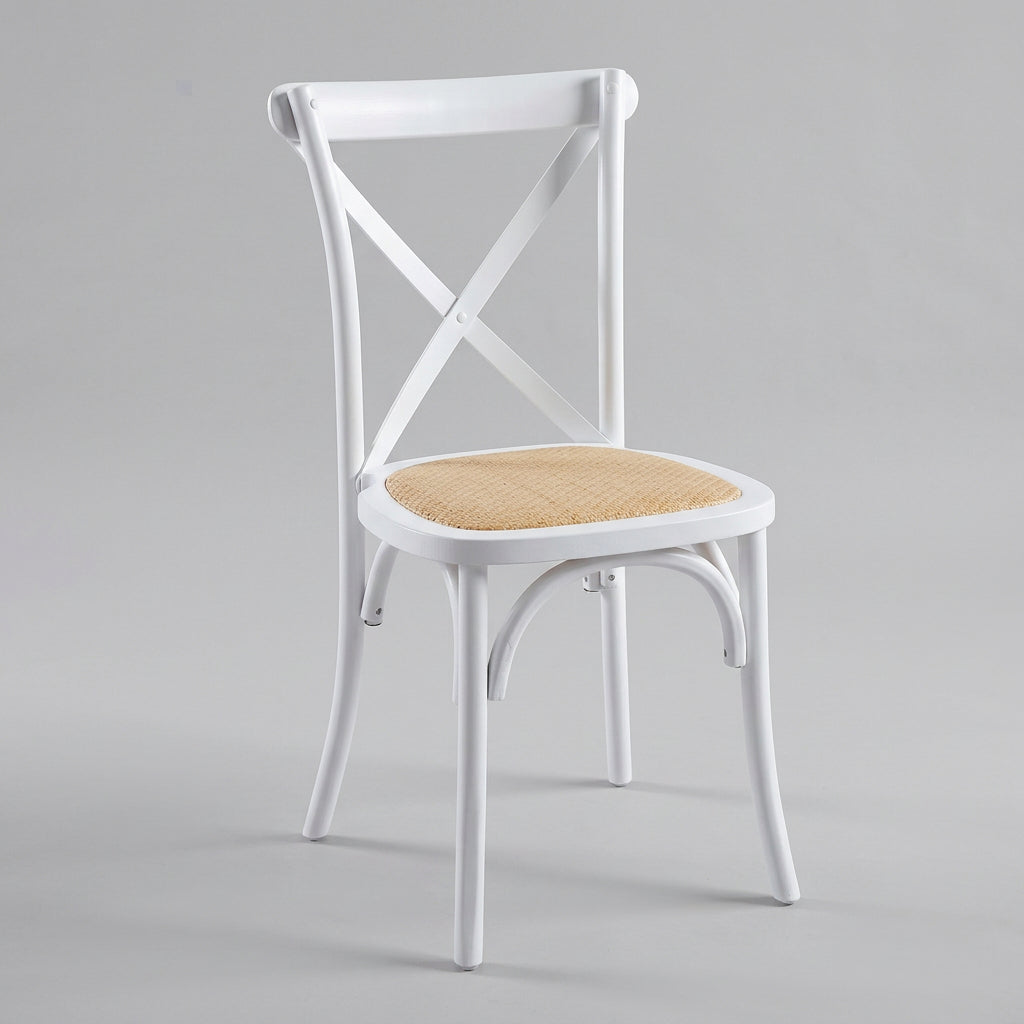 Silla CrossCraft Madera y Rattan Blanca - Medular Diseño Sillas de interior