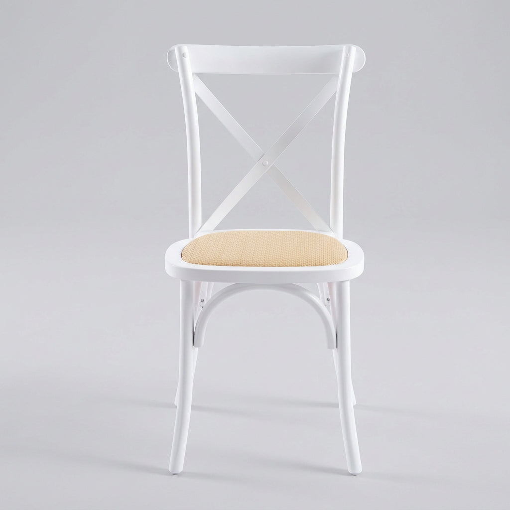 Silla CrossCraft Madera y Rattan Blanca - Medular Diseño Sillas de interior