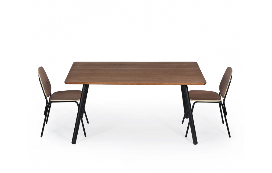 Juego de Mesa Aula 6P Nogal + 6 Sillas Aula Nogal