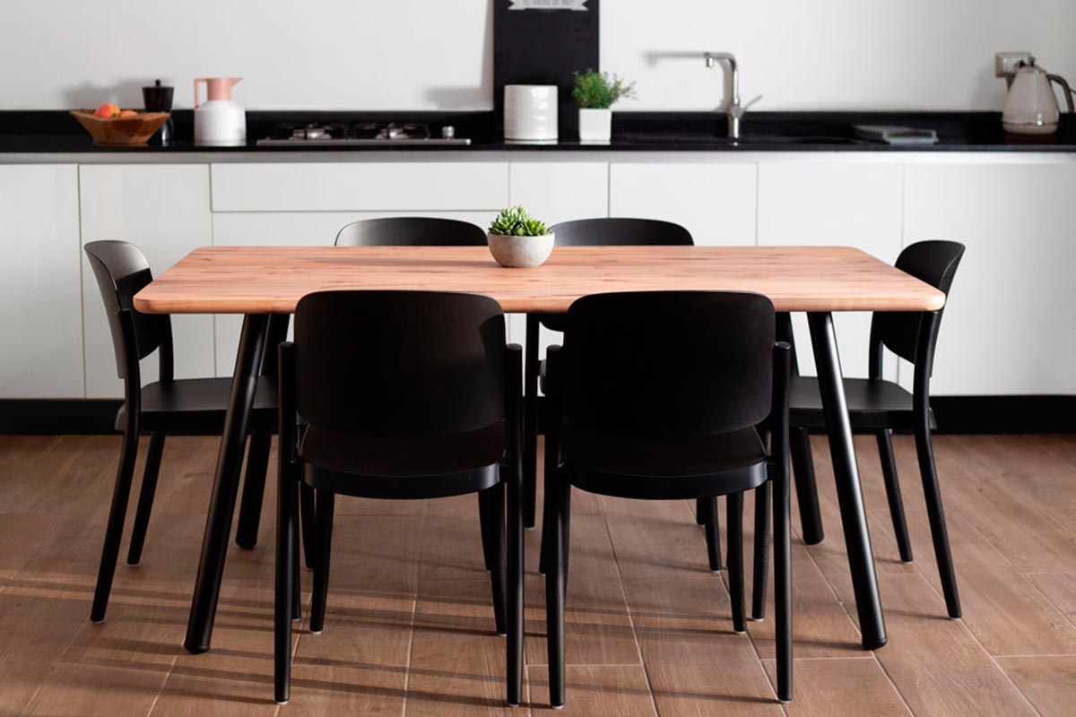 Juego de Comedor Aula Lenga + 6 Sillas Piazza Negra - Medular Diseño Juego de Comedor