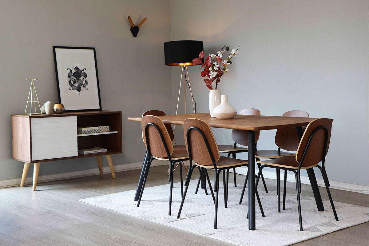 Mesa de Comedor Aula Nogal 6P - Medular Diseño Mesas de Comedor