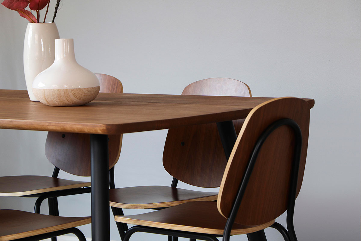 Mesa de Comedor Aula Nogal 6P - Medular Diseño Mesas de Comedor