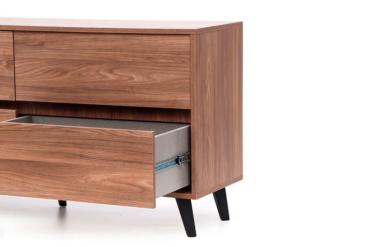 Respaldo Rapel Arena + 2 veladores Atacama Cocoa + Cómoda Atacama Cocoa - Medular Diseño Juegos de Dormitorio