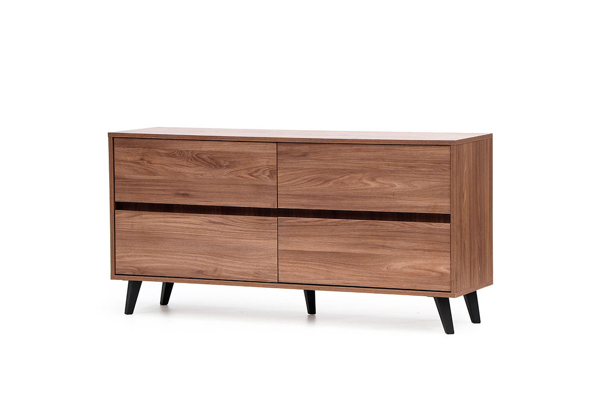 Respaldo Rapel Arena + 2 veladores Atacama Cocoa + Cómoda Atacama Cocoa - Medular Diseño Juegos de Dormitorio