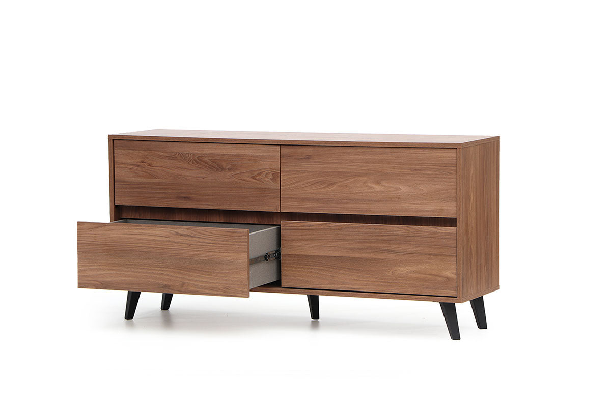 Respaldo Rapel Arena + 2 veladores Atacama Cocoa + Cómoda Atacama Cocoa - Medular Diseño Juegos de Dormitorio