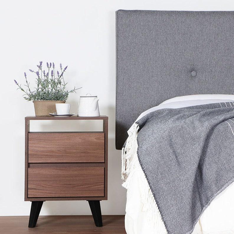 Respaldo Rapel Gris + 2 veladores Atacama Cocoa - Medular Diseño Juegos de Dormitorio