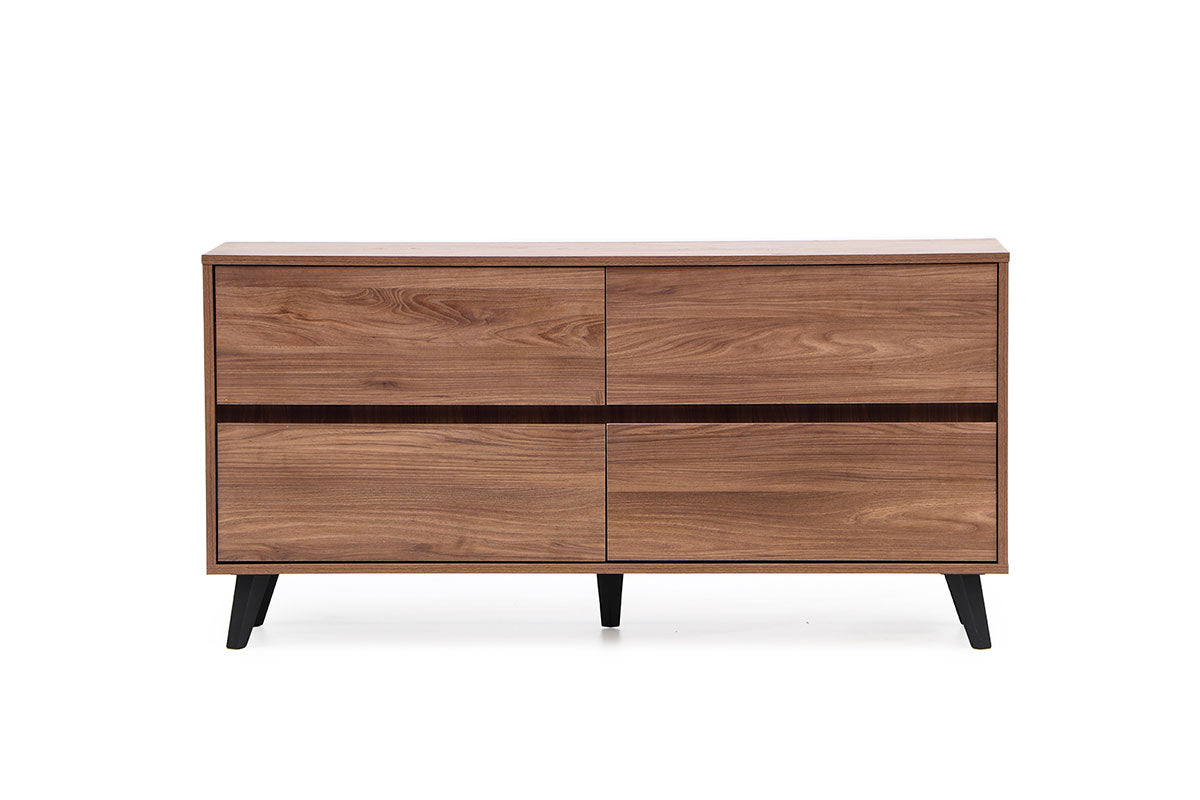 Respaldo Rapel Arena + 2 veladores Atacama Cocoa + Cómoda Atacama Cocoa - Medular Diseño Juegos de Dormitorio