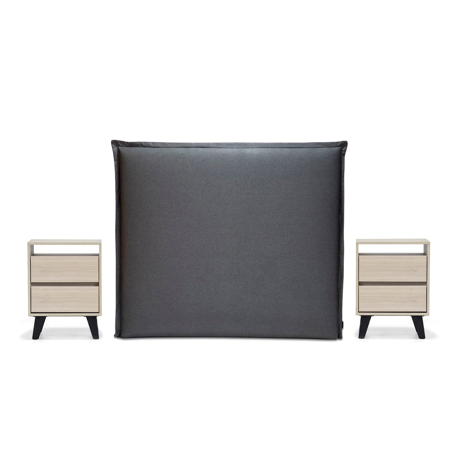 CB Respaldo Soft 2 plazas grafito + 2 veladores Roble