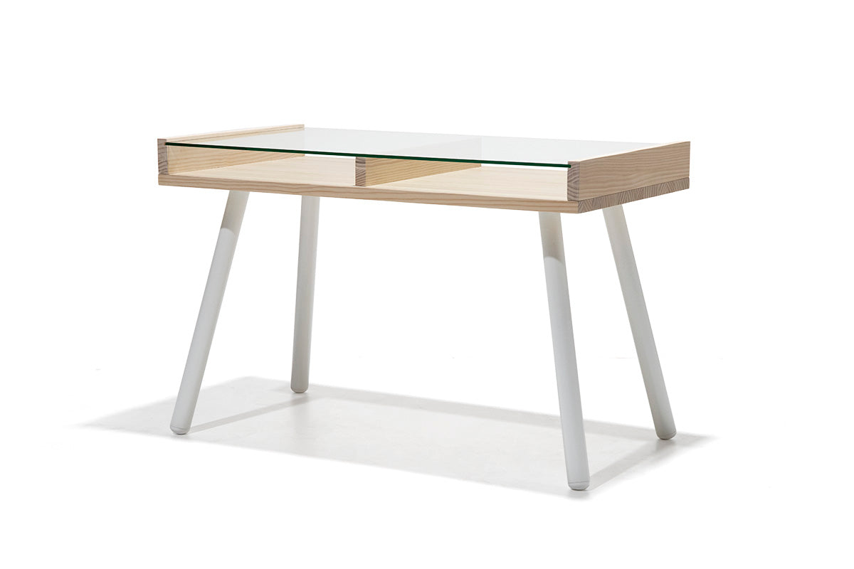 Escritorio Aula Natural 120 + Silla Escritorio Quick Blanca - Medular Diseño Juego de Escritorio