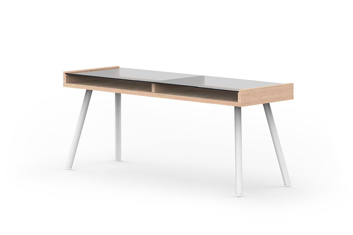 Escritorio Aula Natural 160 + Silla Escritorio Quick Blanca - Medular Diseño Juego de Escritorio