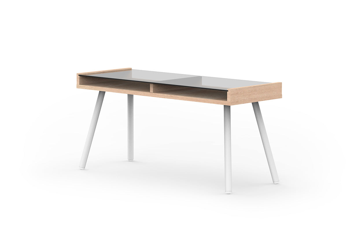 CB Escritorio Aula Natural 140 + Silla Escritorio Quick Blanca - Medular Diseño Juego de Escritorio