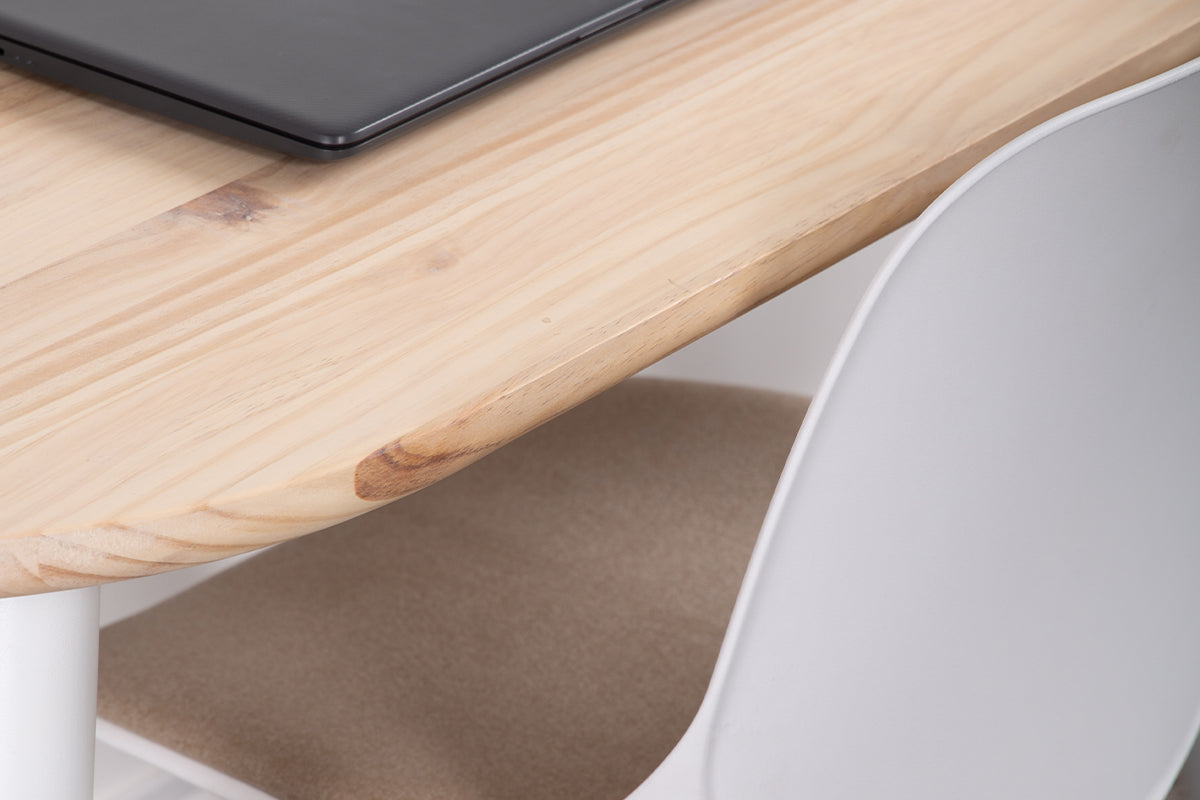 Escritorio Light Natural + Silla Quick Blanca - Medular Diseño Juego de Escritorio