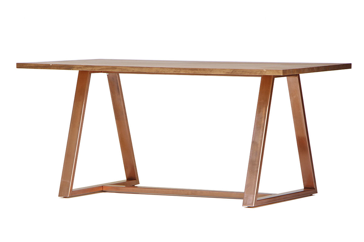 Mesa de Comedor Pablo Nogal 8P Base Cobre - Medular Diseño Mesas de Comedor