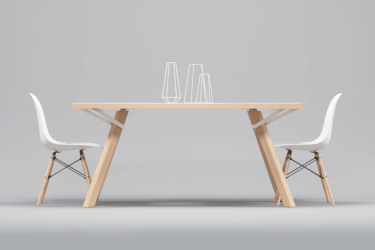Mesa de Comedor Trigo Fijaciones Blancas 6P - Medular Diseño Mesas de Comedor