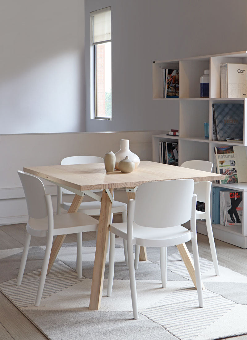 Mesa de Comedor Trigo Fijaciones Blancas 4P - Medular Diseño Mesas de Comedor