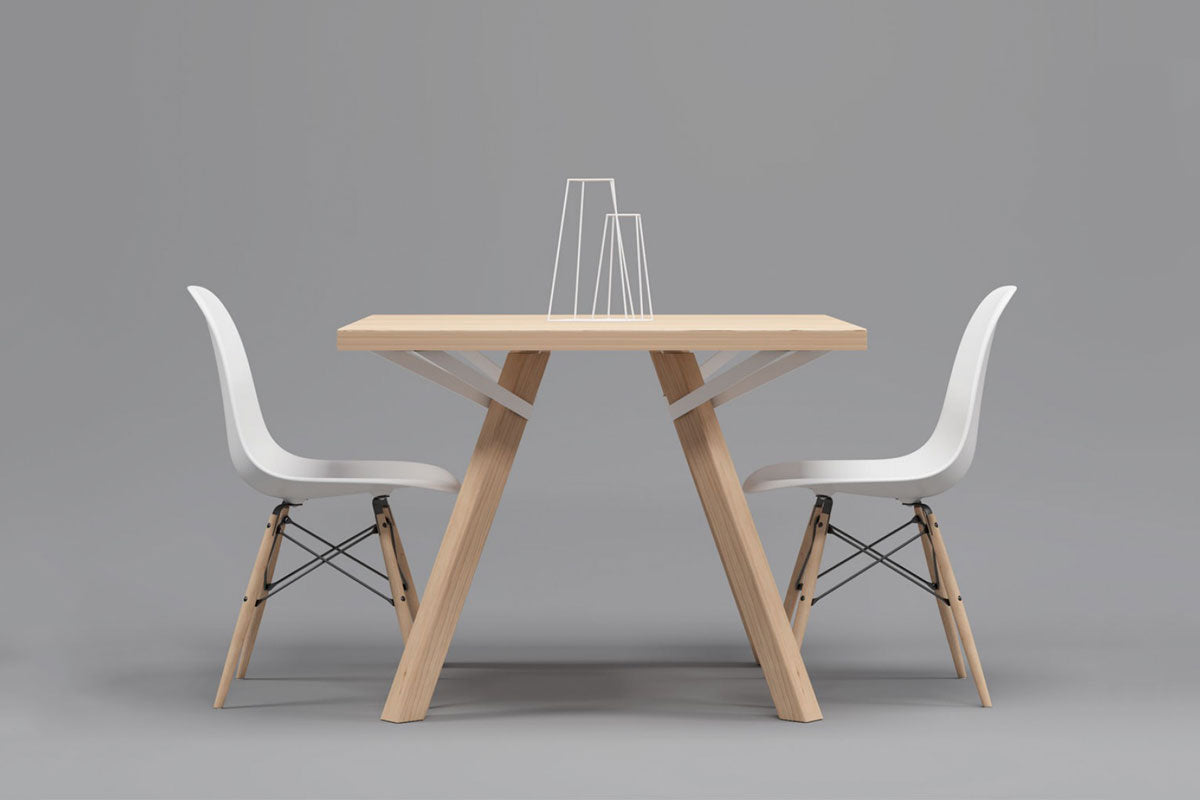 Juego de Comedor Trigo fijaciones blancas + 4 Sillas DSW Blancas
