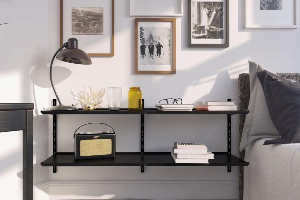 Repisa Graduable Dúo SG30 Negra - Medular Diseño Repisa