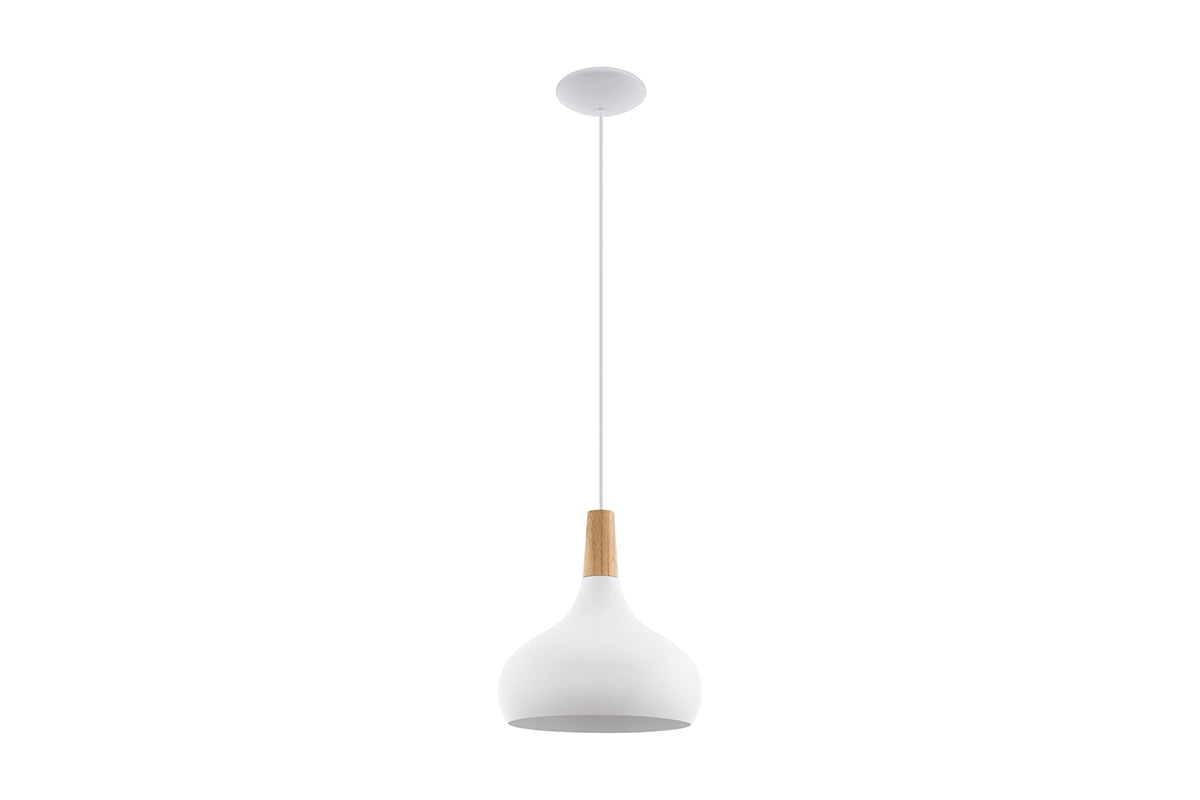 Sabinar Colgante Acero Blanco c/madera - Medular Diseño Lamparas