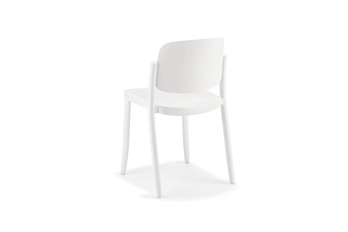 Juego de Comedor Pablo base blanca, cubierta natural + 6 Sillas Piazza Blancas