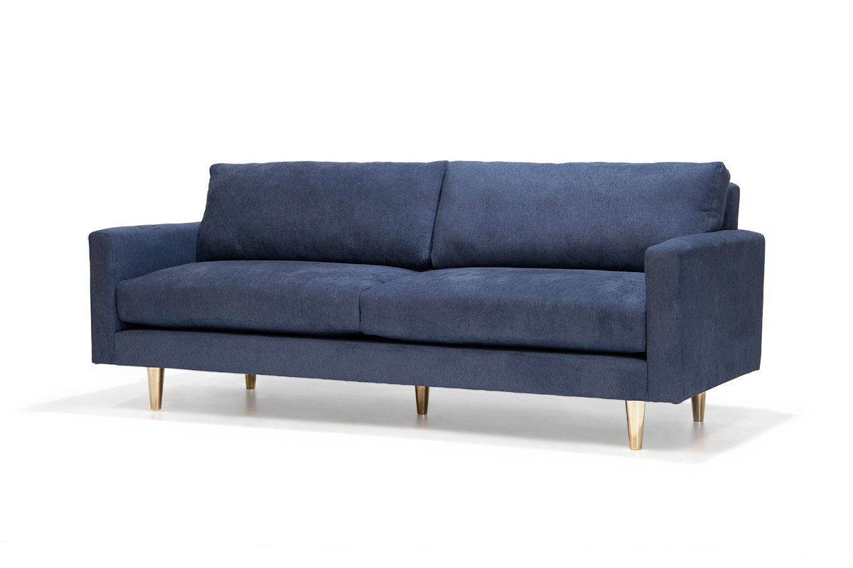 Sofá Tellum Velvet Azul Bronce - Medular Diseño Sofás