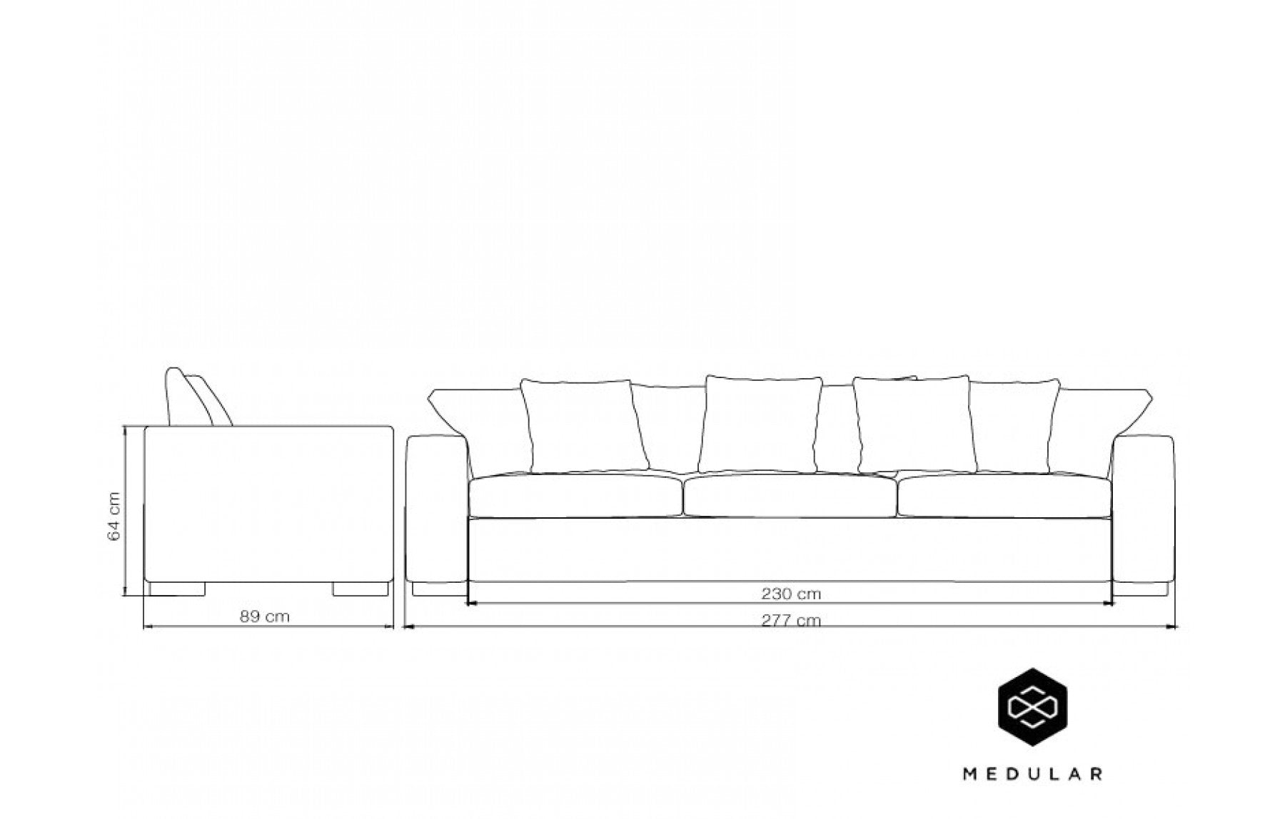 Sofá Palermo 2,77 M - Medular Diseño Sofás