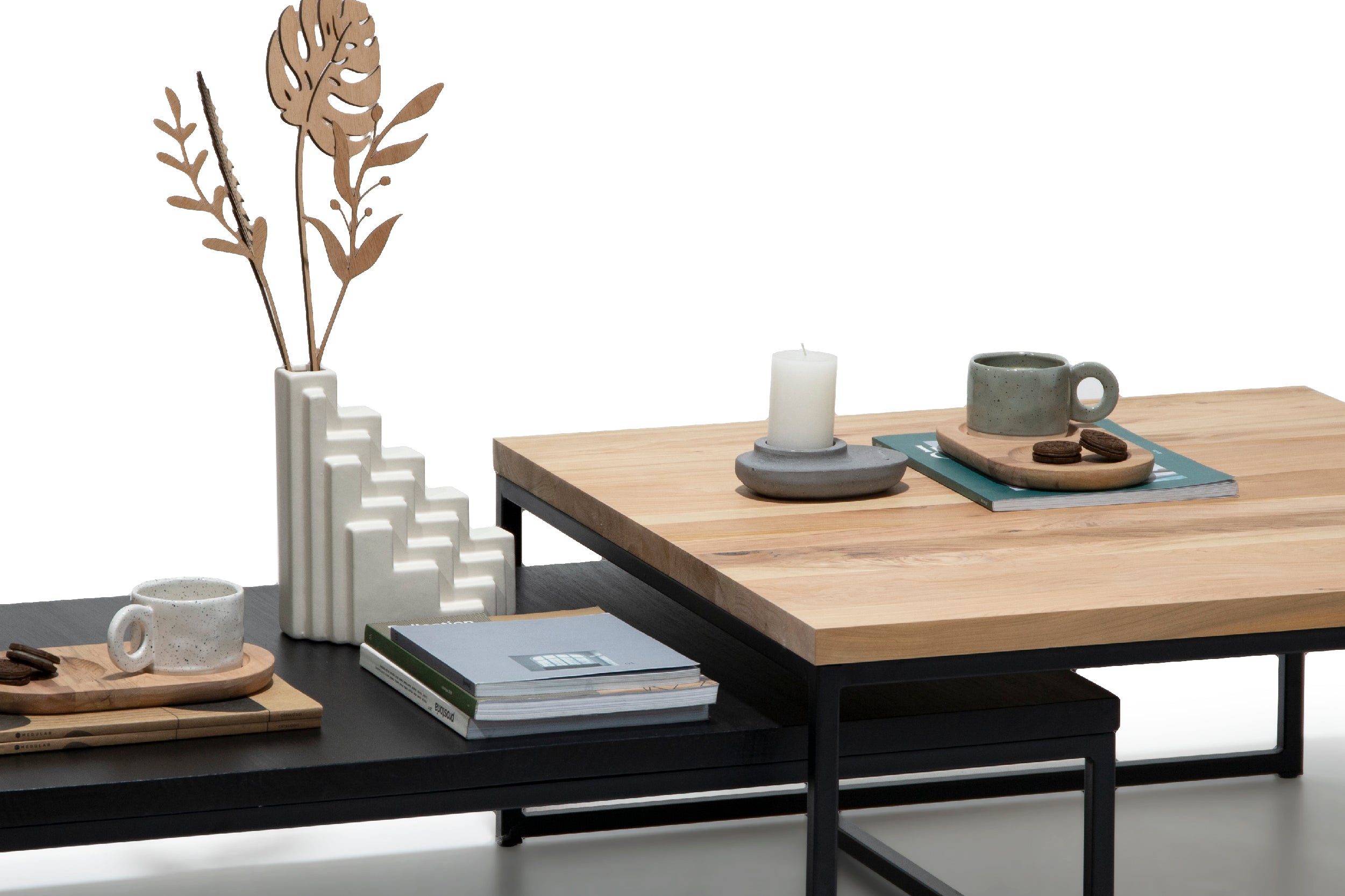 Mesa de Centro Duo Wood Black Lenga